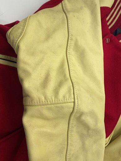 商品画像：xINCERTUS/USA製/スリーブレザースタジャン/S/ウール/RED/シミ有 8