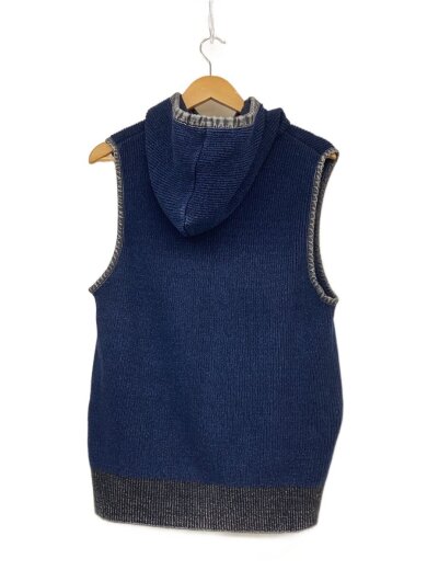 商品画像：インディゴフードジップアップニットベスト/M/コットン/IDG/無地/8013C 2