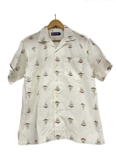 商品画像：オープンカラーヨット柄S/Sシャツ/M/コットン/WHT/総柄 1