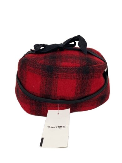 商品画像：ランチャーキャップ/M/ウール/RED/チェック/レディース 3