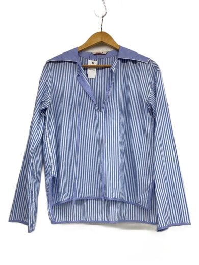 商品画像：ストライプコンビ セーラーカラーシャツ/36/コットン/WHT/総柄/35-021-21-01206 1