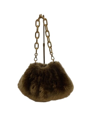 商品画像：ショルダーバッグ/ファー/BRW 1