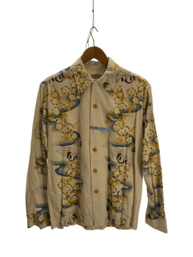 商品画像：長袖シャツ/M/シルク/IVO/鶴と梅 1