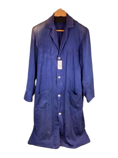 商品画像：40s/quincy specialties co/ショップコート/NVY/全体的にヨゴレ/穴/変色 1