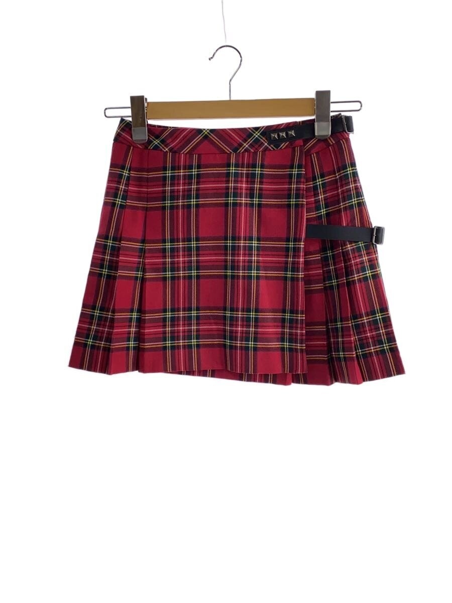 HYSTERIC / サイドプリーツミニスカート/XS/ポリエステル/RED/チェック/01223AK03//