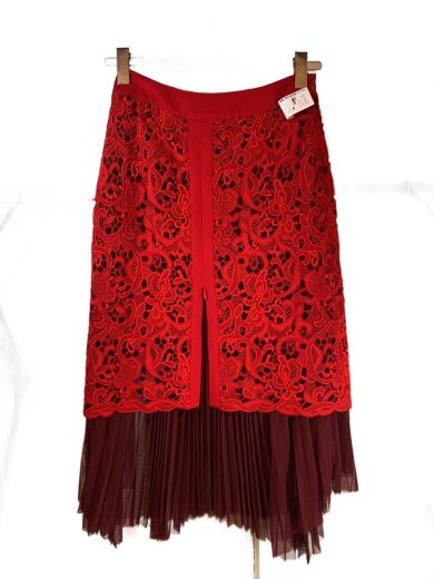 商品画像：レース/ロングスカート/2/ウール/RED/無地/618659 2