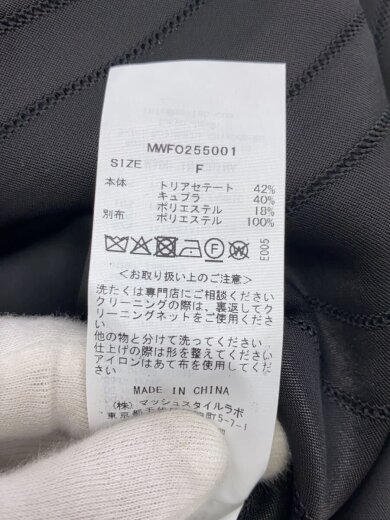 商品画像：サテンSTRIPEロングシャ/シャツワンピース/FREE/ポリエステル/BLK/ストライプ/MWFO255001 4