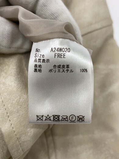 商品画像：ハイネックショートエコレザージャケット/フェイクレザー/WHT/A24W020/袖汚れ 4