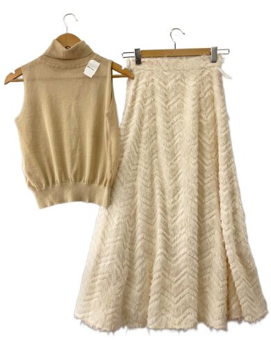 商品画像：カットジヤーガドニットセットアップ/ロングスカート/M/ポリエステル/CRM/無地/1523230224 2