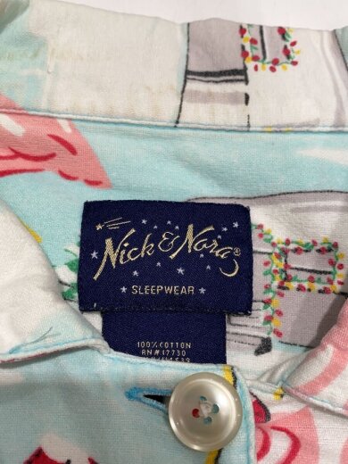 商品画像：00s/Nick&Nora/パジャマシャツ/XXL/コットン/BLU/総柄 3