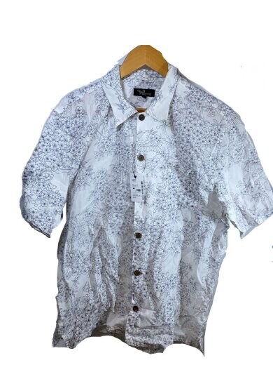 商品画像：アロハシャツ/L/コットン/WHT/総柄/シミ有 1