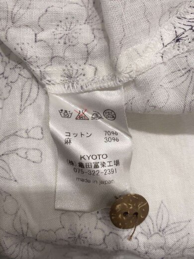 商品画像：アロハシャツ/L/コットン/WHT/総柄/シミ有 5