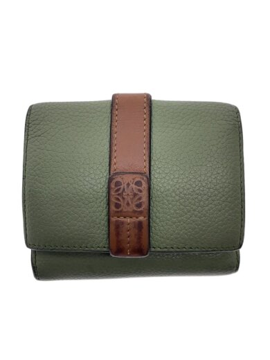 商品画像：3つ折り財布/レザー/GRN/レディース/角スレ/汚れ/剥がれ 1