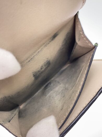 商品画像：3つ折り財布/レザー/GRN/レディース/角スレ/汚れ/剥がれ 5