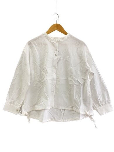 商品画像：レース襟ドロストテールブラウス/長袖ブラウス/M/コットン/WHT/無地/261-114-6028 1