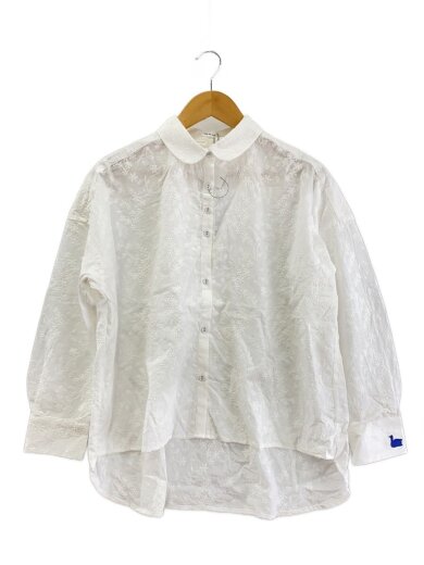 商品画像：エンブロイダリーレースシャツ/長袖ブラウス/M/コットン/WHT/花柄/261-504-6435 1