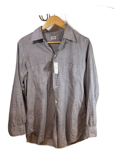 商品画像：50s/長袖シャツ/オープンカラー/襤褸/マチ付き/コットン/BLK/チェック// 1