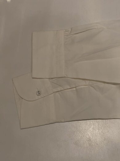 商品画像：アシンメトリーリボンブラウス/長袖ブラウス/M/コットン/WHT/無地/261-504-6434// 6