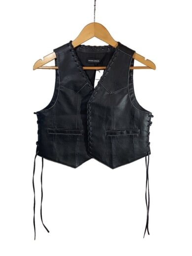 商品画像：Lace Up Short Length Vegan Leather Vest/ベスト/--/BLK/無地 1