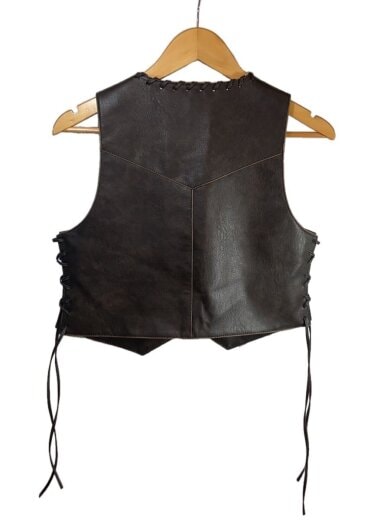 商品画像：Lace Up Short Length Vegan Leather Vest/品質タグ欠損/BRW 2