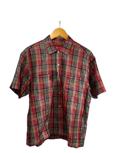 商品画像：23SS/Metalic Plaid Shirt/半袖シャツ/S/コットン/RED/チェック 1