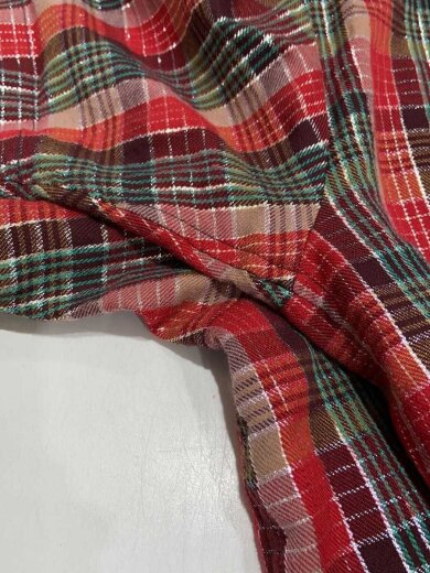 商品画像：23SS/Metalic Plaid Shirt/半袖シャツ/S/コットン/RED/チェック 5
