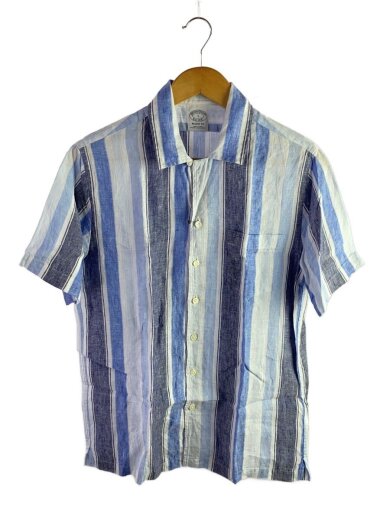 商品画像：REGENT FIT/半袖シャツ/S/リネン/BLU/ストライプ/100160377 1