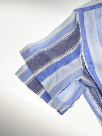 商品画像：REGENT FIT/半袖シャツ/S/リネン/BLU/ストライプ/100160377 4