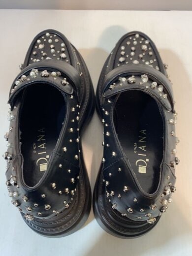 商品画像：厚底/プラットフォーム/スタッズ/ローファー/23.5cm/BLK 2