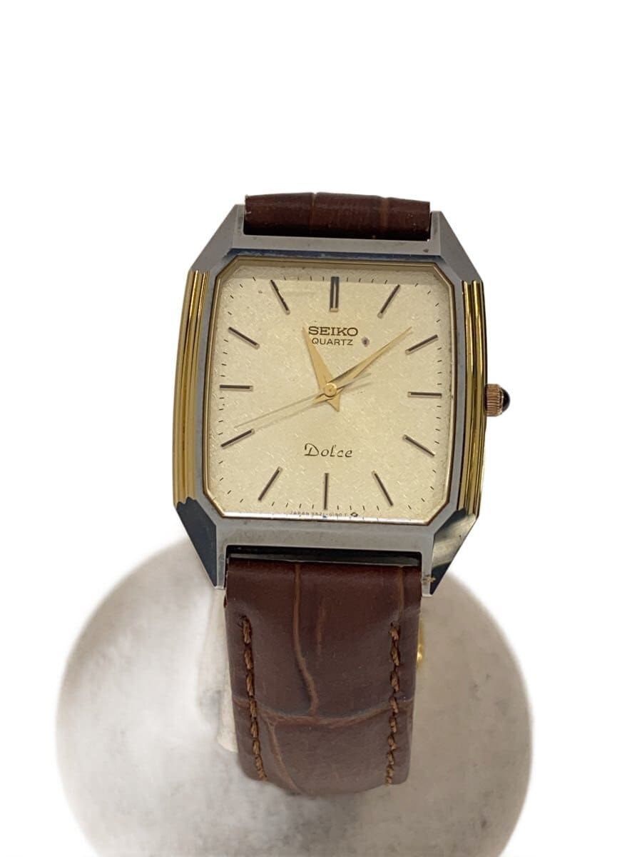 SEIKO / クォーツ腕時計/アナログ/レザー/GLD/BRW/9521-5150