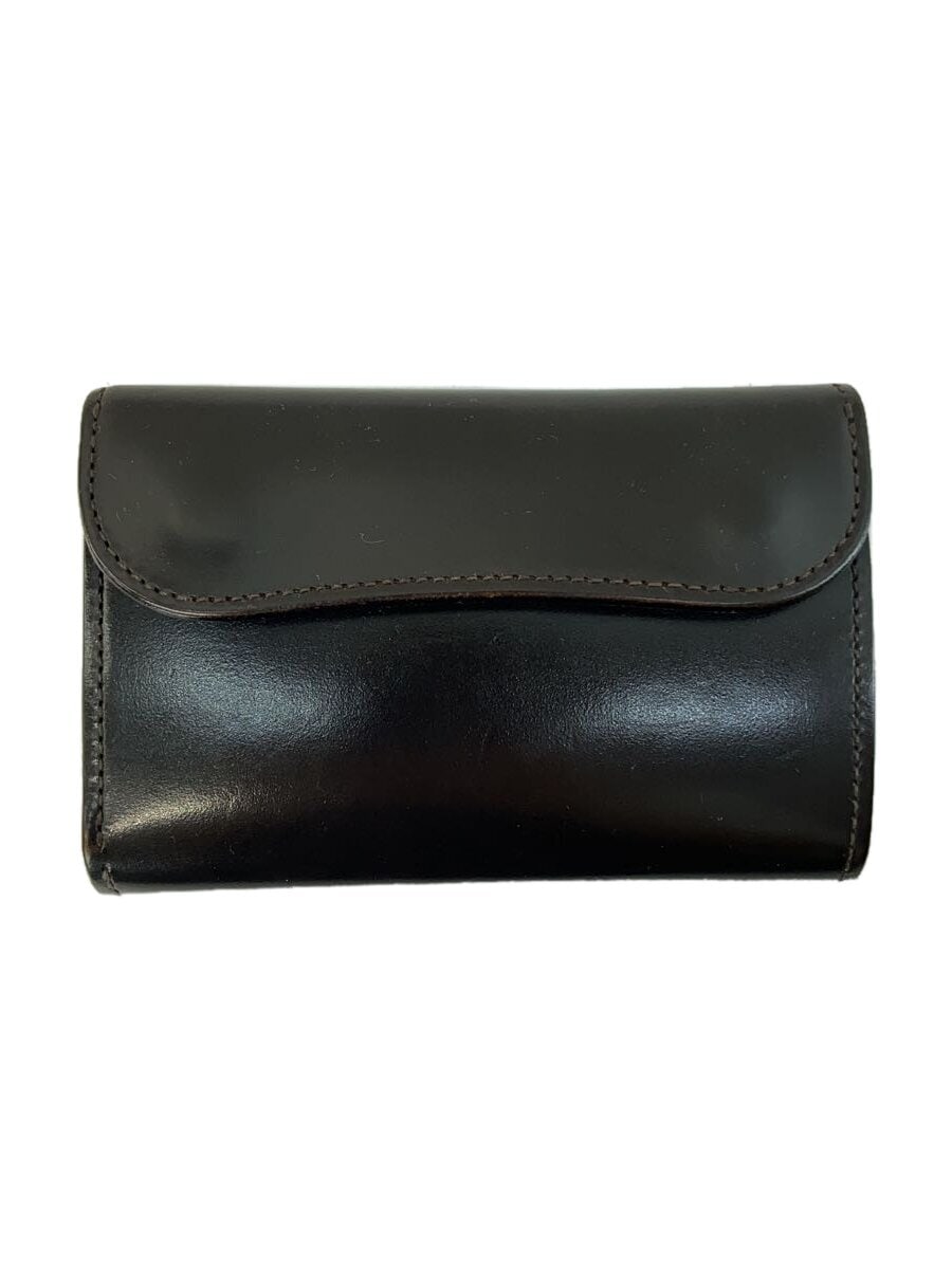 WILD SWANS / 3つ折り財布/レザー/BLK/無地/メンズ