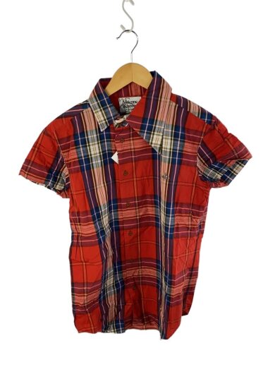 商品画像：半袖シャツ/46/コットン/RED/チェック/4145-2101 1