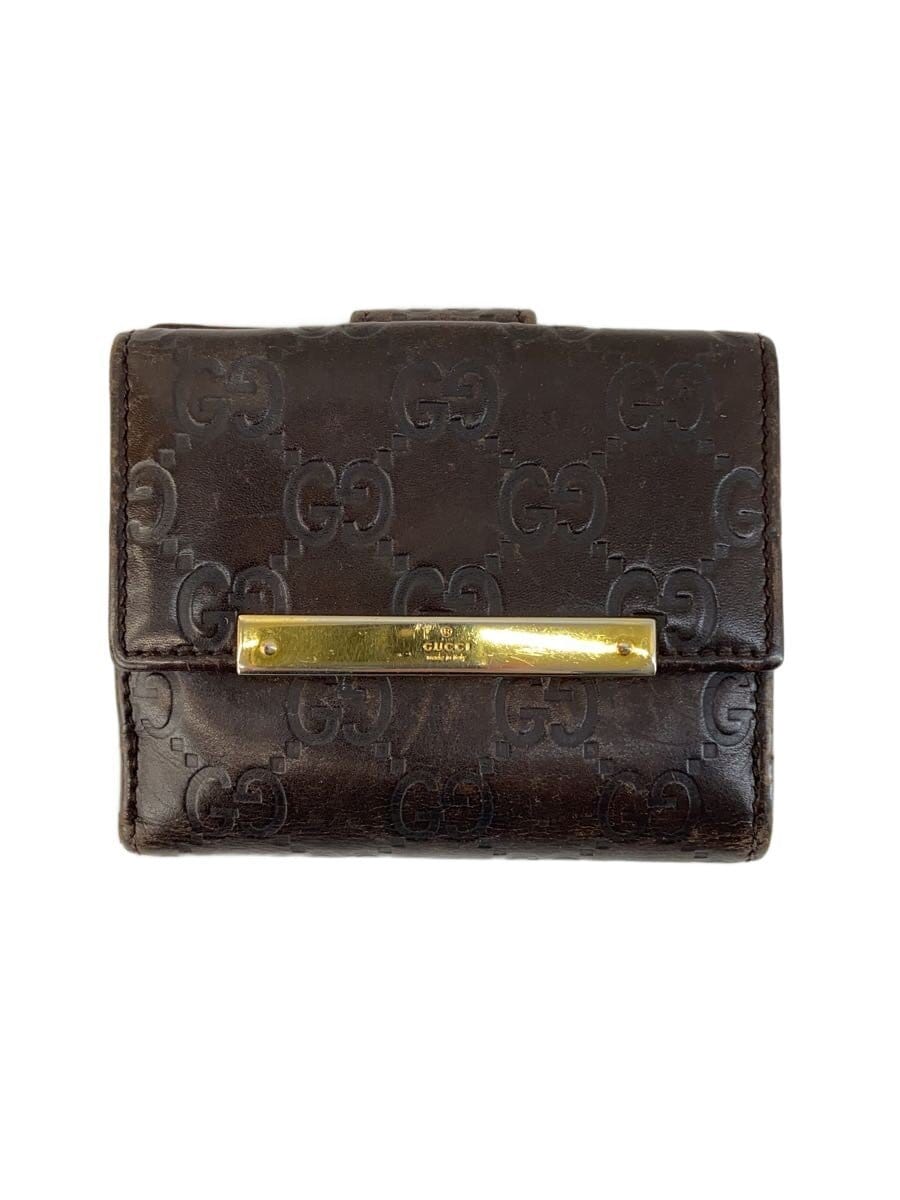 GUCCI / 2つ折り財布_グッチシマ/レザー/BRW/総柄/メンズ