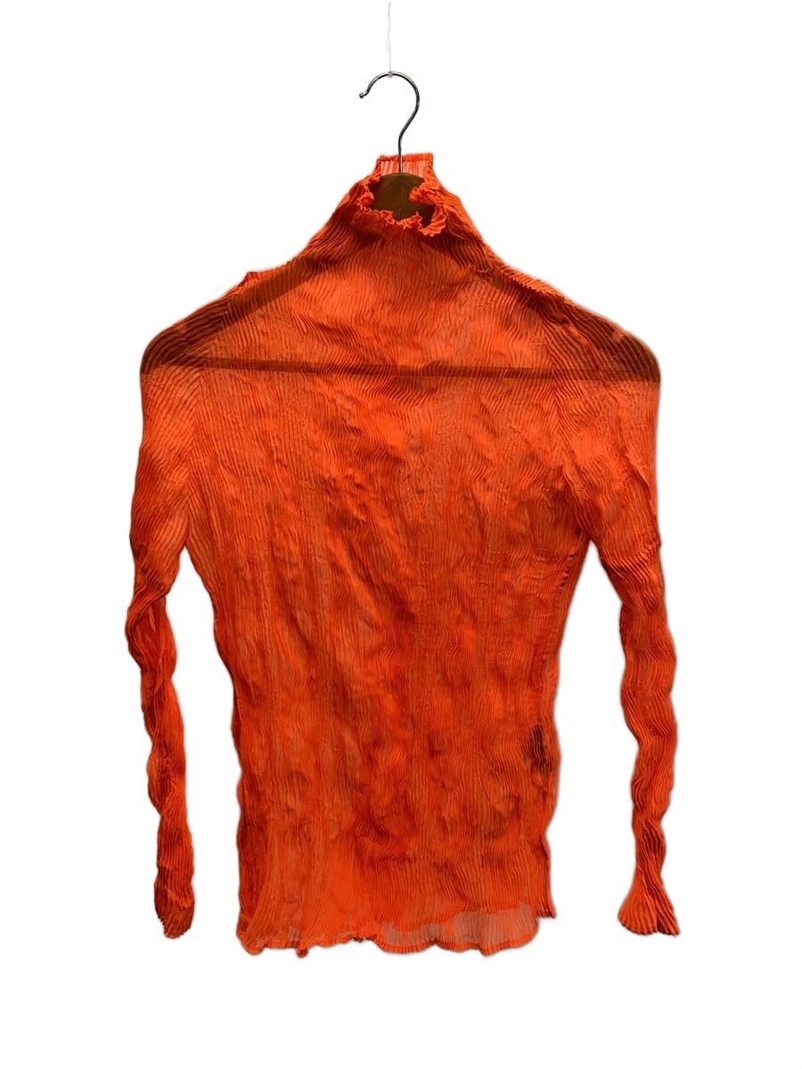 ISSEY MIYAKE / ハイネック/プリーツ/長袖カットソー/M/ポリエステル/オレンジ/IM71-FJ504