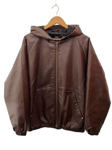 商品画像：PLANTLIFE HOODED ZIP JACKET/レザージャケット/M/フェイクレザー/ブラウン 1