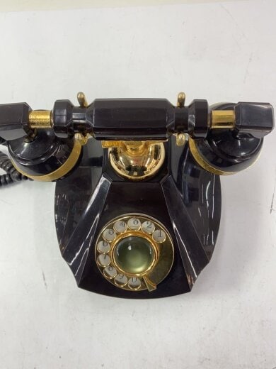 商品画像：田村電機/ダイヤル式電話機/昭和レトロ/1970年製インテリア雑貨/BLK/GLD 5