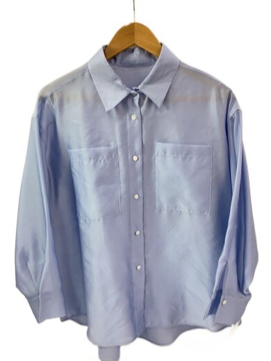 商品画像：長袖シャツ/2/ポリエステル/BLU/無地/31-33103 1