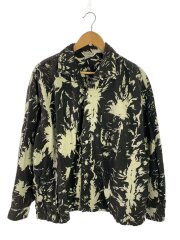 21AW/Wolf Print Nel Open Collar Shirt/長袖シャツ/M/コットン/BLK