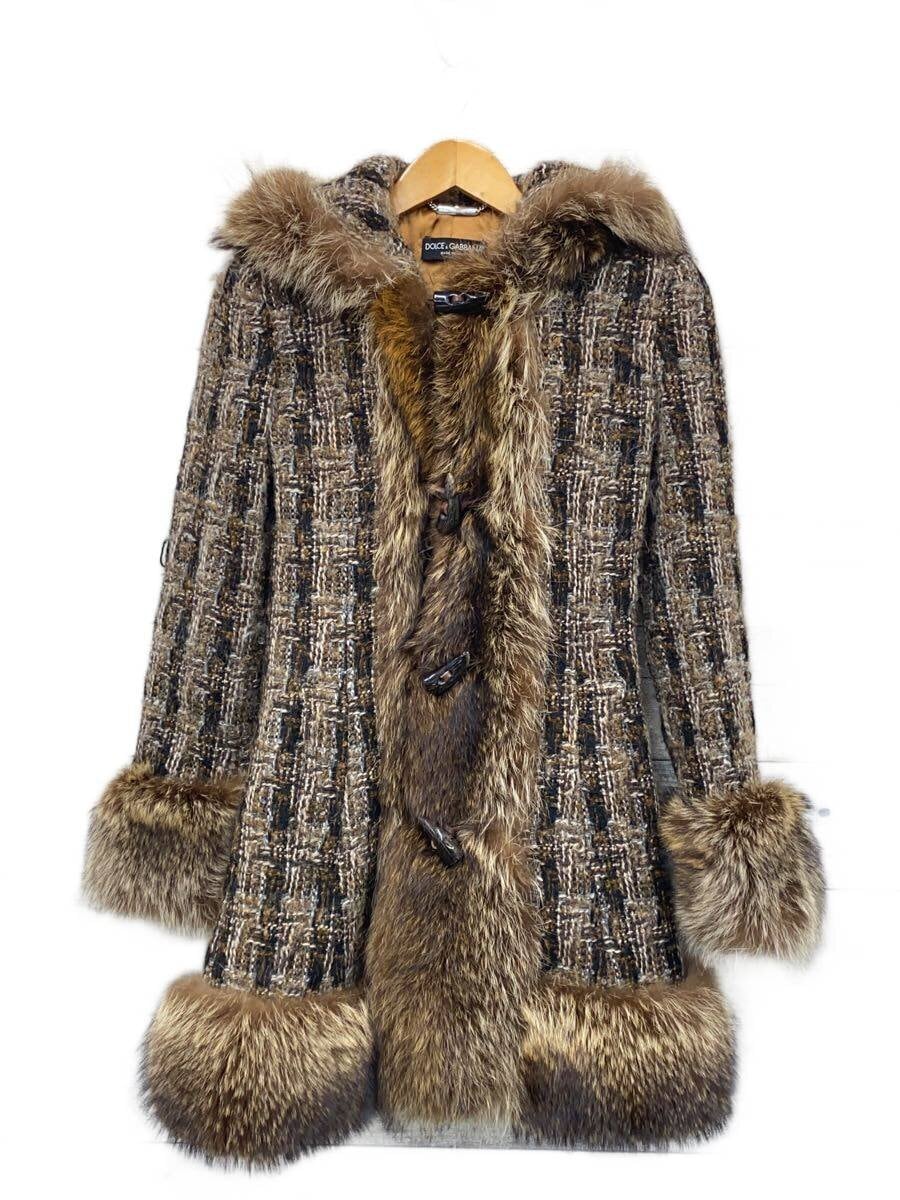 DOLCE&GABBANA / コート/38/ツイード/BRW/ファー