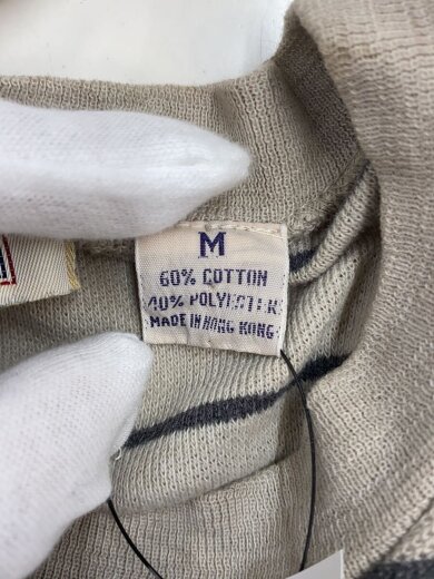 商品画像：初期タグ/香港製/長袖Tシャツ/M/コットン/KHK/ボーダー 4