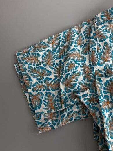 商品画像：半袖シャツ/M/コットン/BLU/総柄/70～80s 4