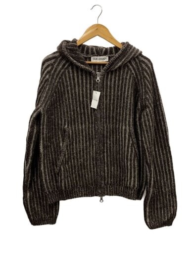 商品画像：25AW/LEVEL HOOD/ニットパーカー/44/ウール/BRW/ストライプ/M4253LV// 1