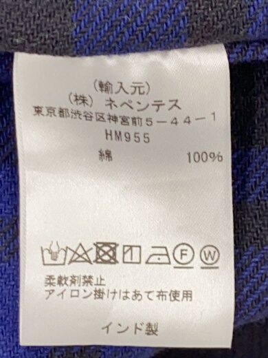 商品画像：長袖シャツ/M/コットン/BLU/チェック/HM955 4