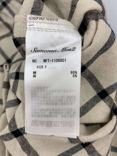 商品画像：半袖ワンピース/FREE/コットン/BEG/チェック 4