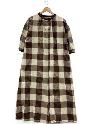 商品画像：半袖ワンピース/FREE/コットン/BEG/チェック 1