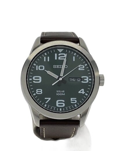 商品画像：ソーラー腕時計/アナログ/レザー/BRW/V158-0BC0 1