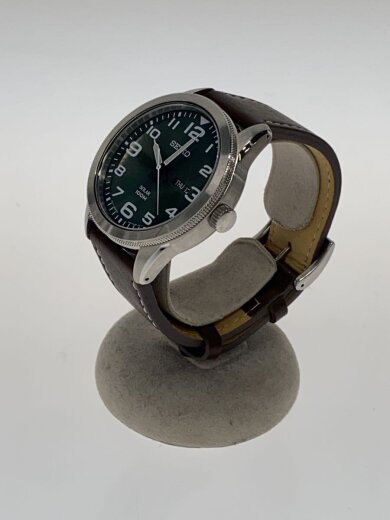 商品画像：ソーラー腕時計/アナログ/レザー/BRW/V158-0BC0 2