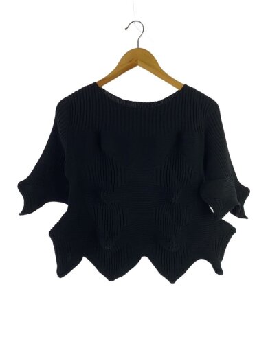 商品画像：ニット・セーター(薄手)/3/ポリエステル/BLK/IM41KN758/変形立体デザイン/ 1