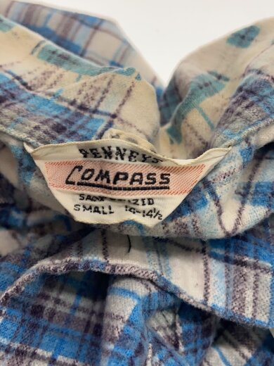 商品画像：60S/プリントネル/オープンカラー/長袖シャツ/S/--/BLU/チェック 3