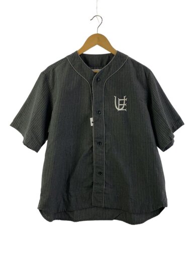 商品画像：ベースボールシャツ/半袖シャツ/1/ポリエステル/グレー/ストライプ/UE-240026// 1